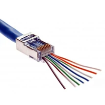 RJ45 átmenő csatlakozó FTP Cat5e kábelre (kiszerelés 100db/doboz)