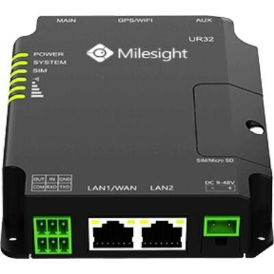 Milesight UR32-L00E-P-W 4G LTE ipari router, 2x100Mbps Ethernet, PoE, WiFi