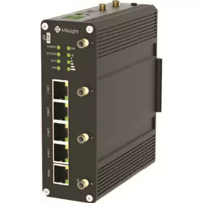 Milesight UR35-L04EU-W 4G LTE ipari router, 4x100Mbps Ethernet, WiFi