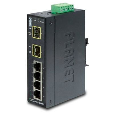 Planet ISW-621TF ipari switch 4-Port 10/100TX Ethernet + 2-Port 100FX SFP