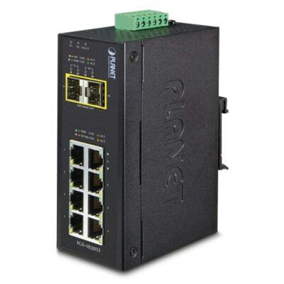 Planet IGS-1020TF ipari PoE switch 8-Port Gigabit Ethernet + 2-Port Gigabit SFP