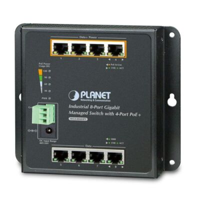 Planet WGS-804HPT 8-Port 10/100/1000T Wall-mount Managed Switch with 4-Port PoE+