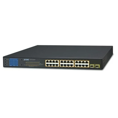 Planet GSW-2620VHP 24-Port Gigabit PoE + 2-Port Gigabit SFP switch, LCD PoE mon.